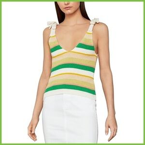BCBGMaxAzria Knitted V Neck Striped Tank Top